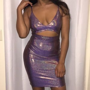 Sparkly cut out purple dress